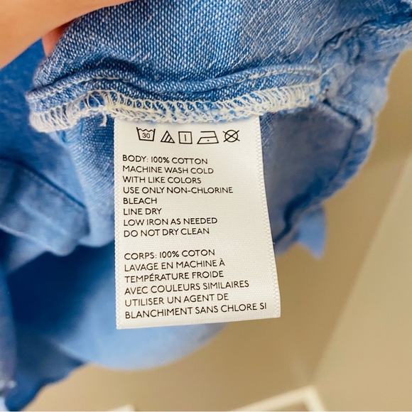 BDG by Urban Outfitters Long Sleeve Button Up Shirt Blue/White Sz Small - Picture 5 of 9